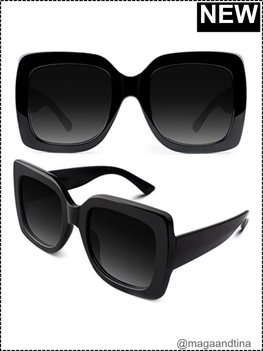 Oversized Square Frame Retro Sunglasses UV400 Protection